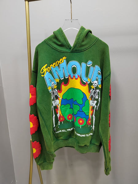 Forever Amour Hoodie- Sun Faded Green