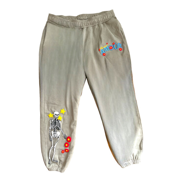 Forever Amour Crewneck Sweatsuit-Grey(SET)