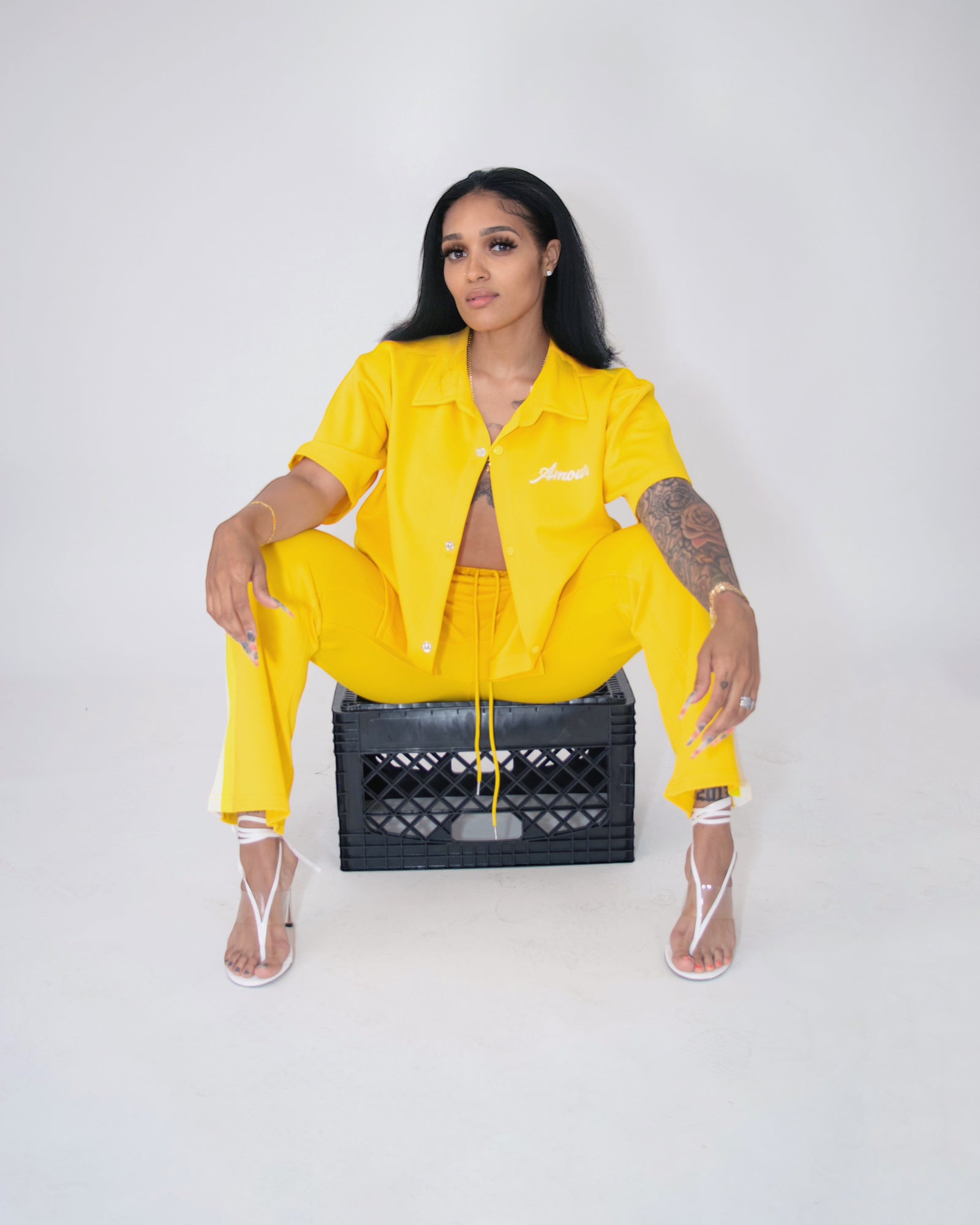 Amour Rose Flared Tracksuit (Mellow Yellow)